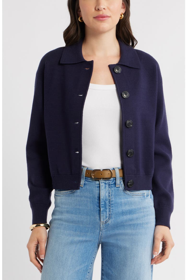Milano Knit Bomber Cardigan, Main, color, NAVY STILL