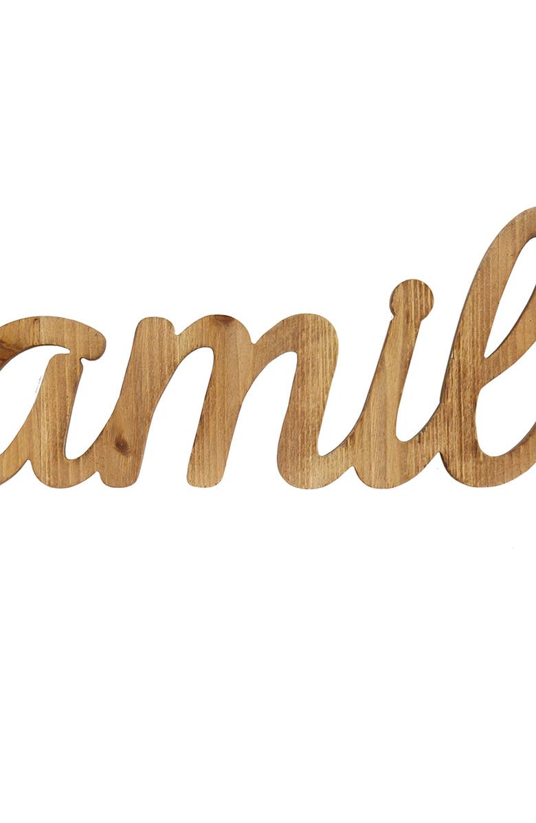 PARKLAND COLLECTION Natural Family Natural Wood Script Wall Art, Alternate, color, Natural