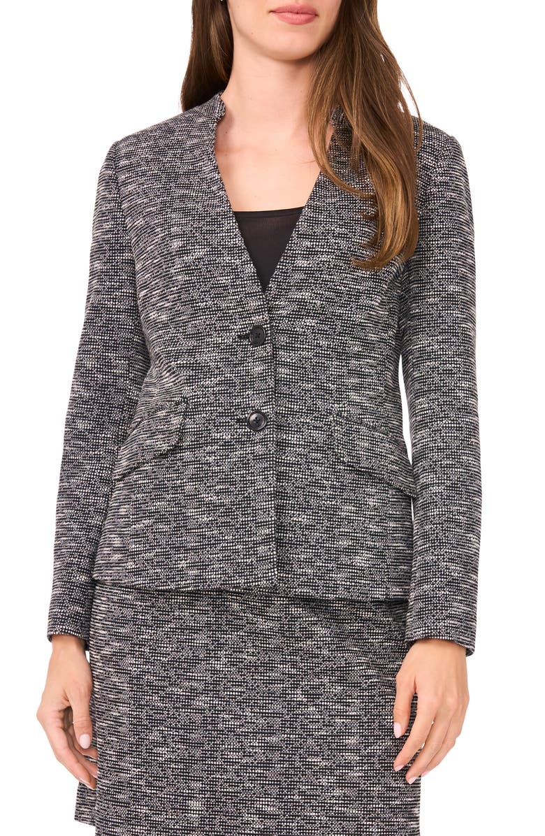 Halogen<sup>®</sup> Tweed Knit Blazer, Main, color, Rich Black