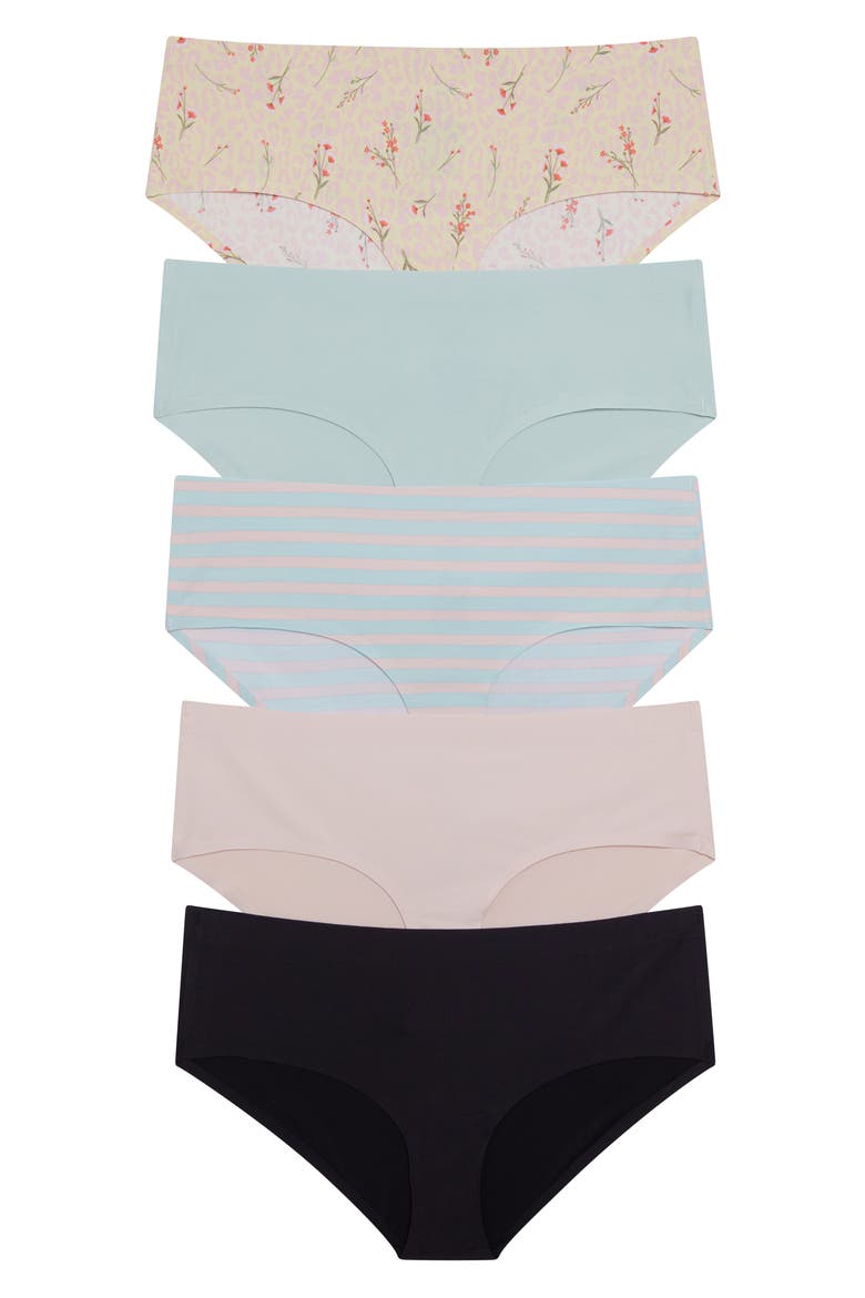 Sandra Assorted Mid Rise Hipster - Pack of 5, Main, color, ZEST FLORAL/SANDCASTLE/BLACK