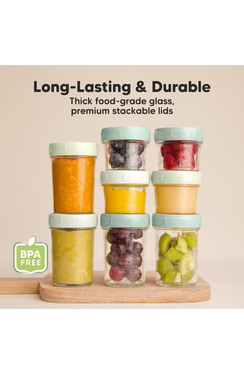 KeaBabies 8-Pack Prep Jars Food Glass Containers, Alternate, color, Sage