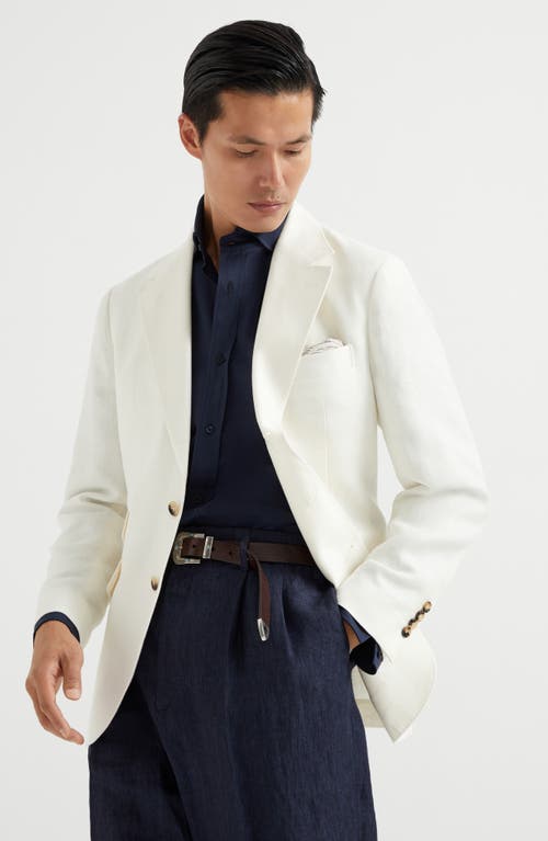 Brunello Cucinelli Wool-cashmere-silk Deconstructed Blazer In Off-white