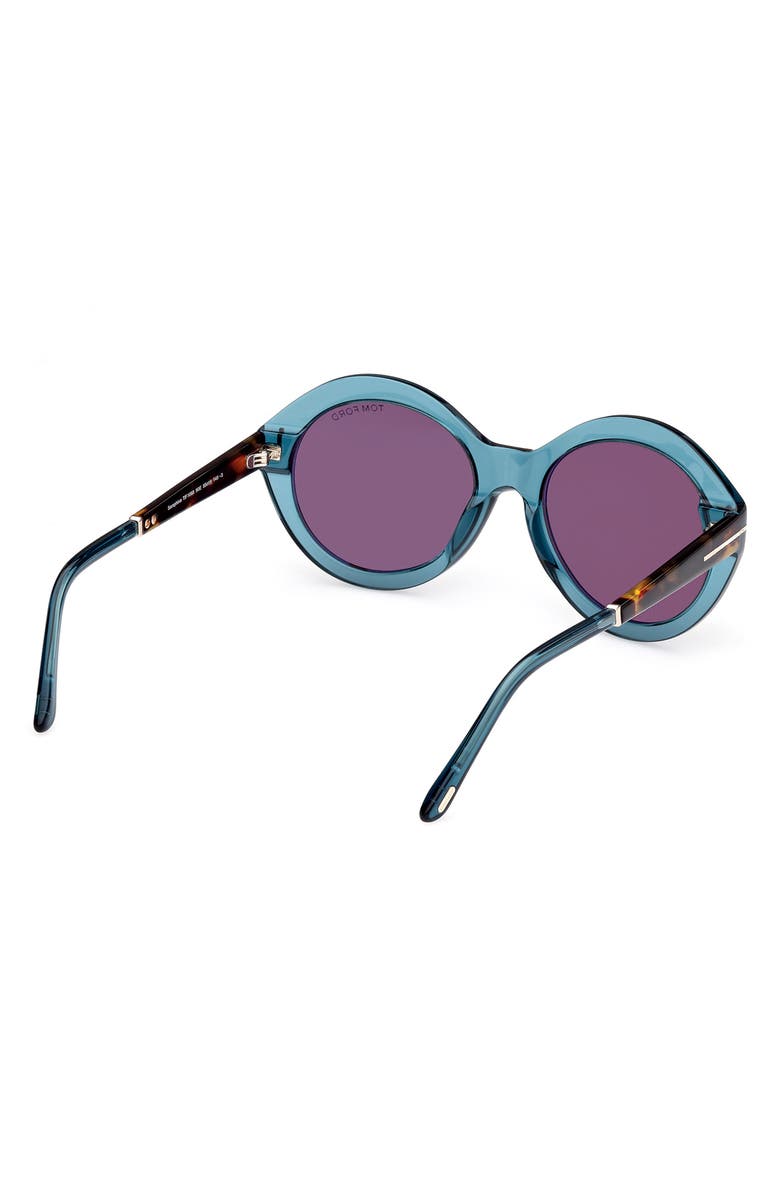 TOM FORD 55mm Round Sunglasses, Alternate, color, Shiny Blue / Brown