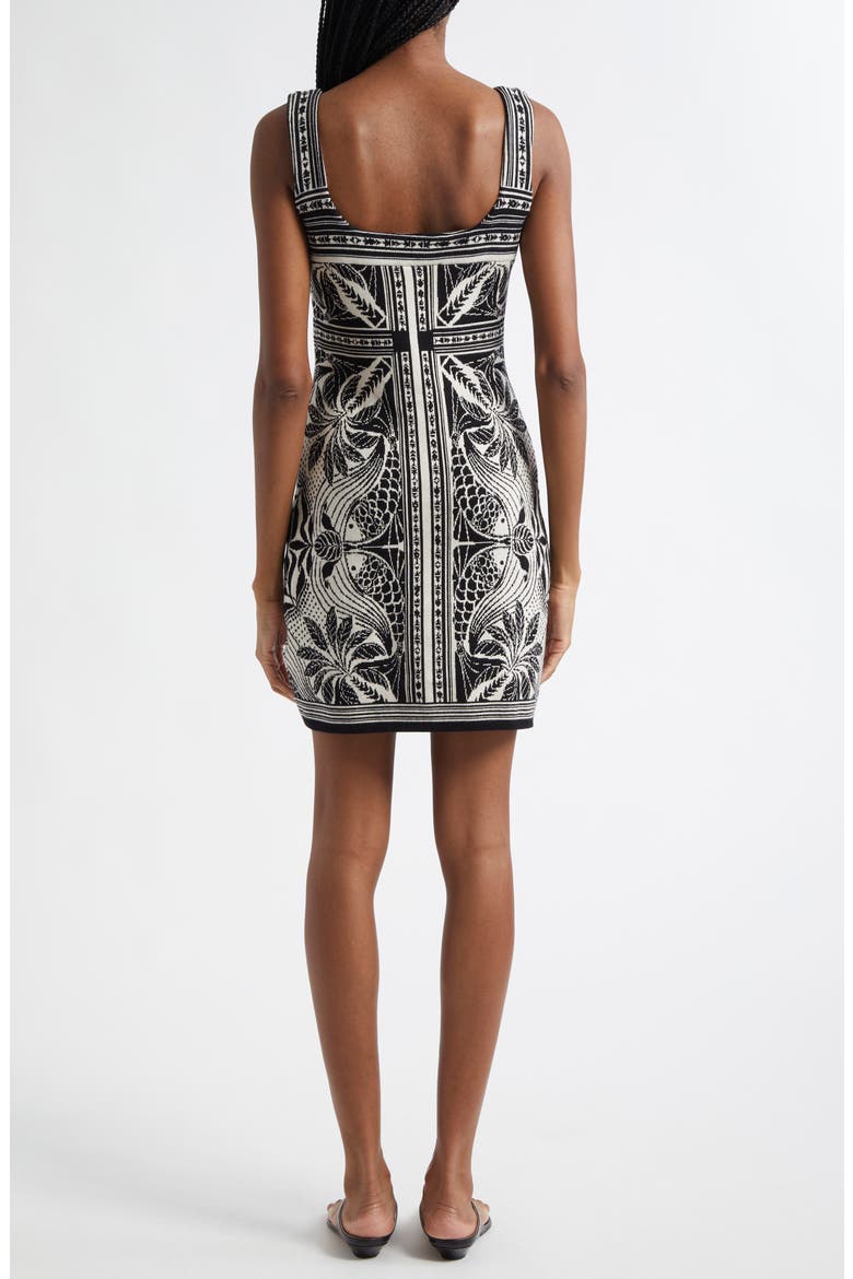 Scarf Print Jacquard Sleeveless Dress, Alternate, color, OFF-WHITE