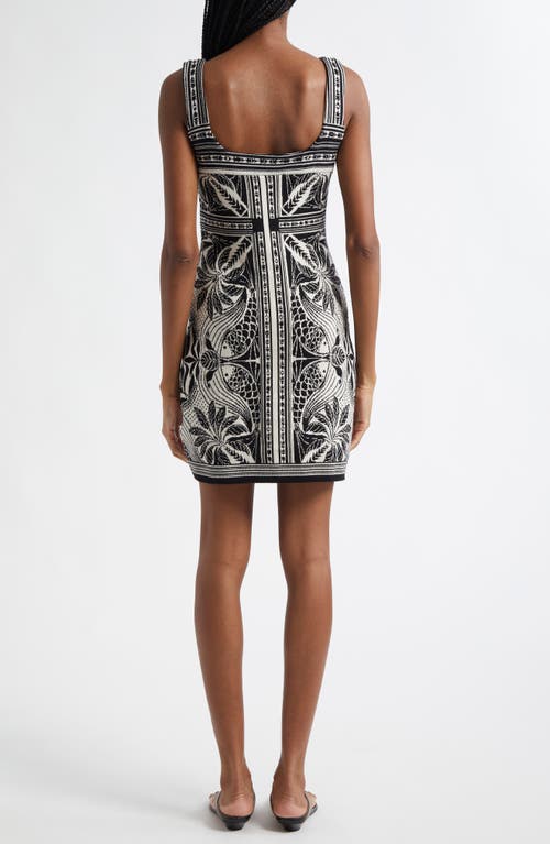 Farm Rio Scarf Print Jacquard Sleeveless Dress In Off-white
