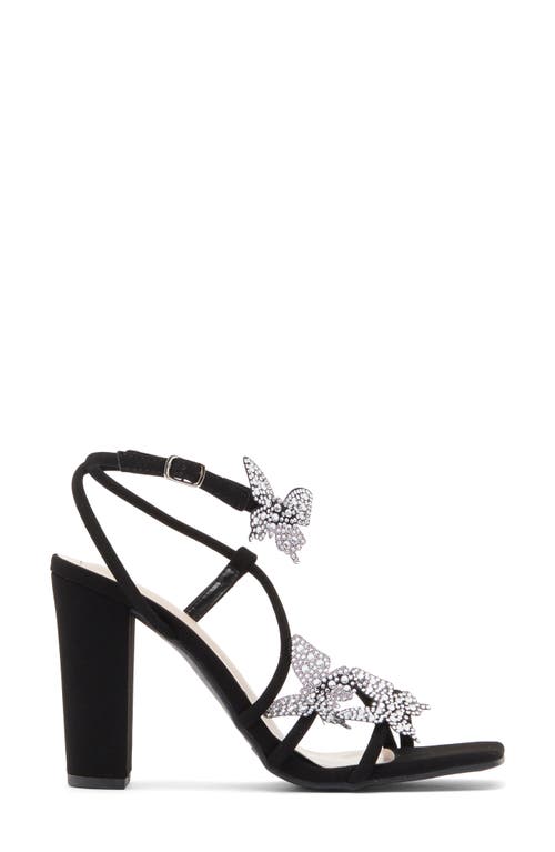 Top Guy Shoes Agatha Butterfly Block Heel Sandal In Black Nubuck
