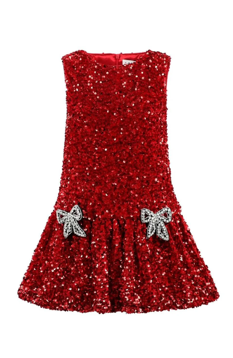 Lola + The Boys Ruby Bows Dress, Main, color, Red