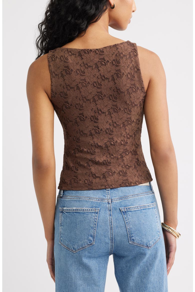 Sleeveless Lace Shell, Alternate, color, BROWN TERRA
