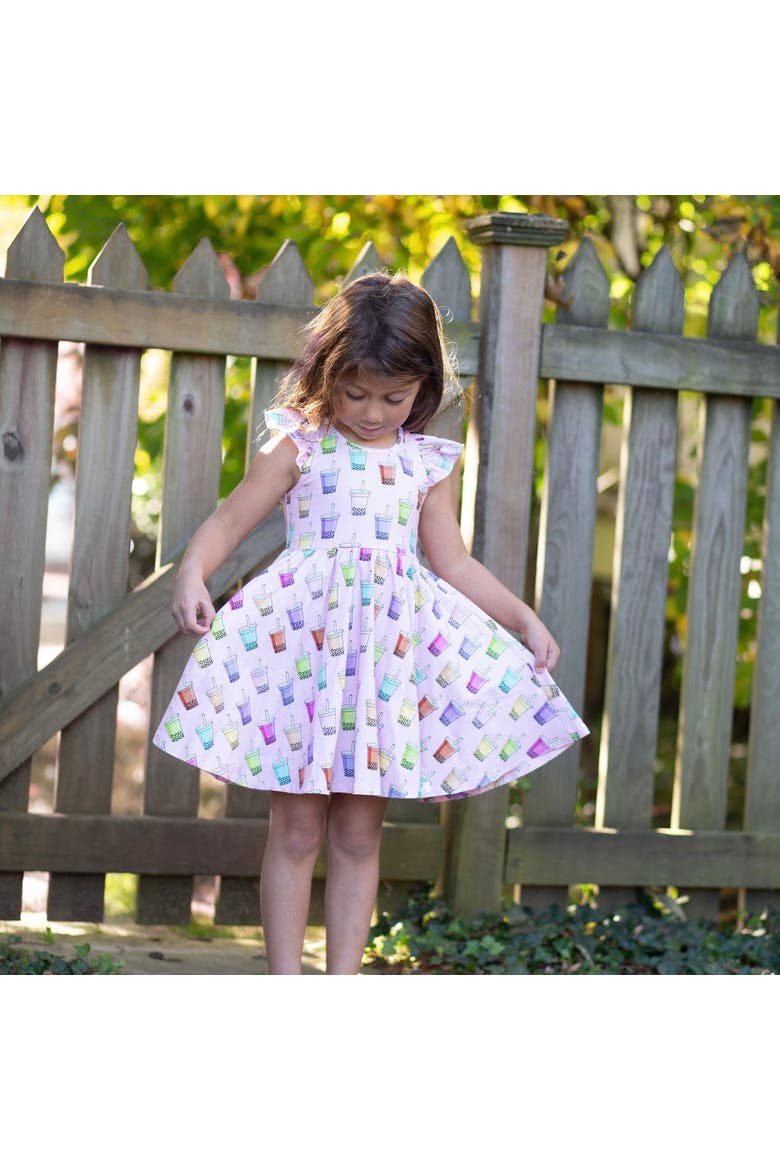 Girls Racer Back Dress, Alternate, color, Boba