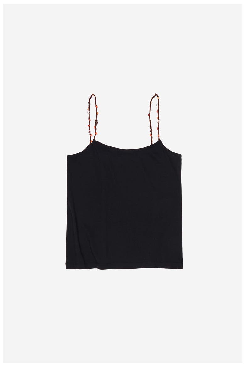 Strappy Top With Decorative Stones, Alternate, color, BLACK