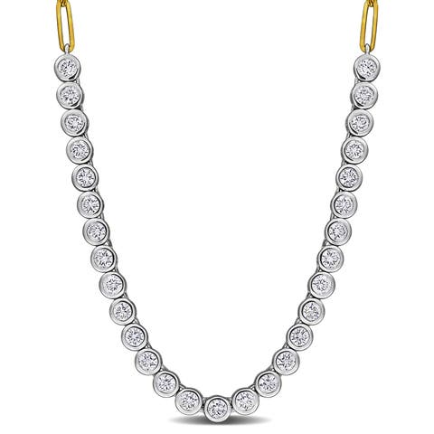 Lab-Grown Diamond Tennis Oval Link Necklace 14k