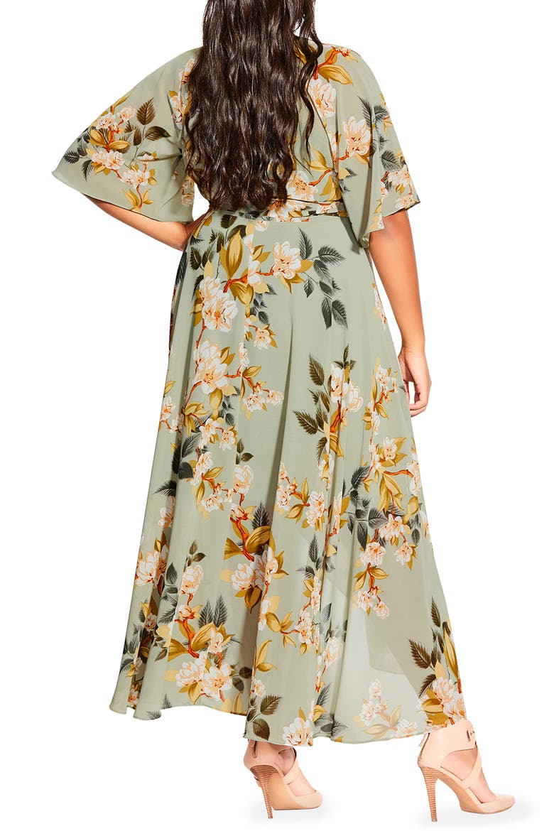 Magnolia Floral Print Tie Waist Maxi Dress, Alternate, color, MAGNOLIA FLORAL