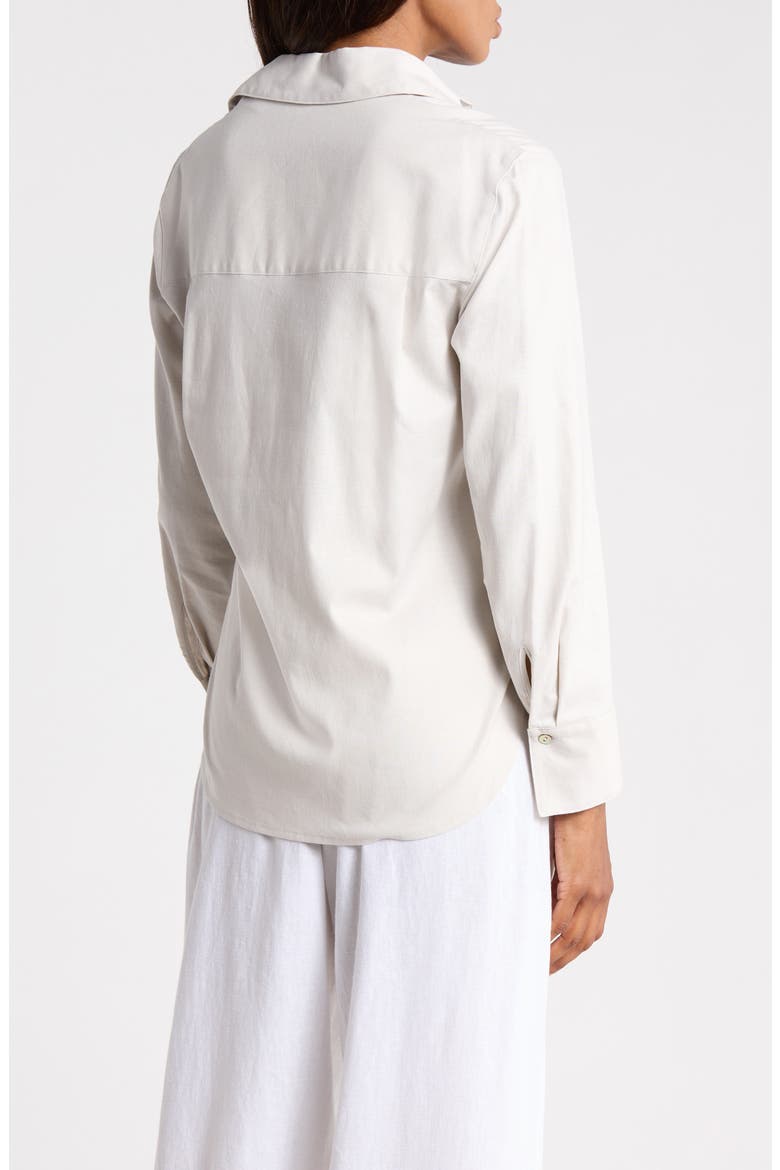 Long Sleeve Linen Blend Button-Up Shirt, Alternate, color, SALT GLASS