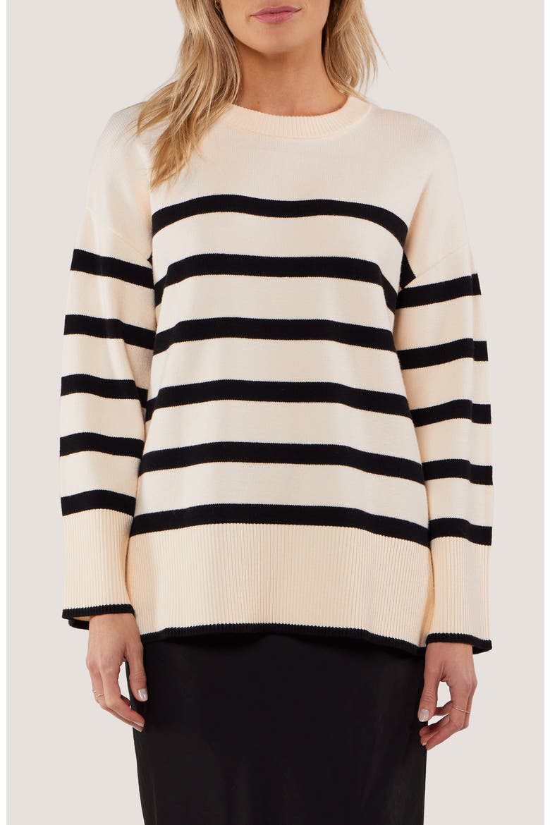 Elliot Stripe Sweater, Main, color, IVORY/ BLACK
