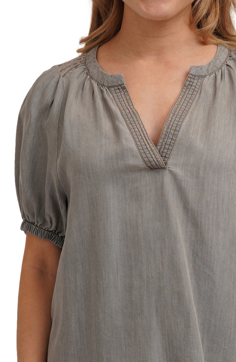 CYRUS Split Neck Tencel Lyocell Top, Alternate, color, Light Gray Denim