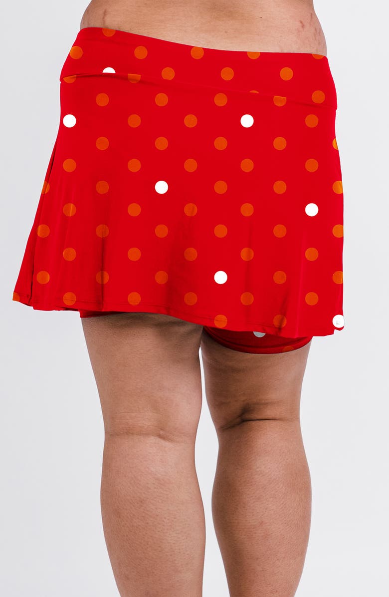 Calypsa Short Swim Skort With Shorts, Alternate, color, Dotty