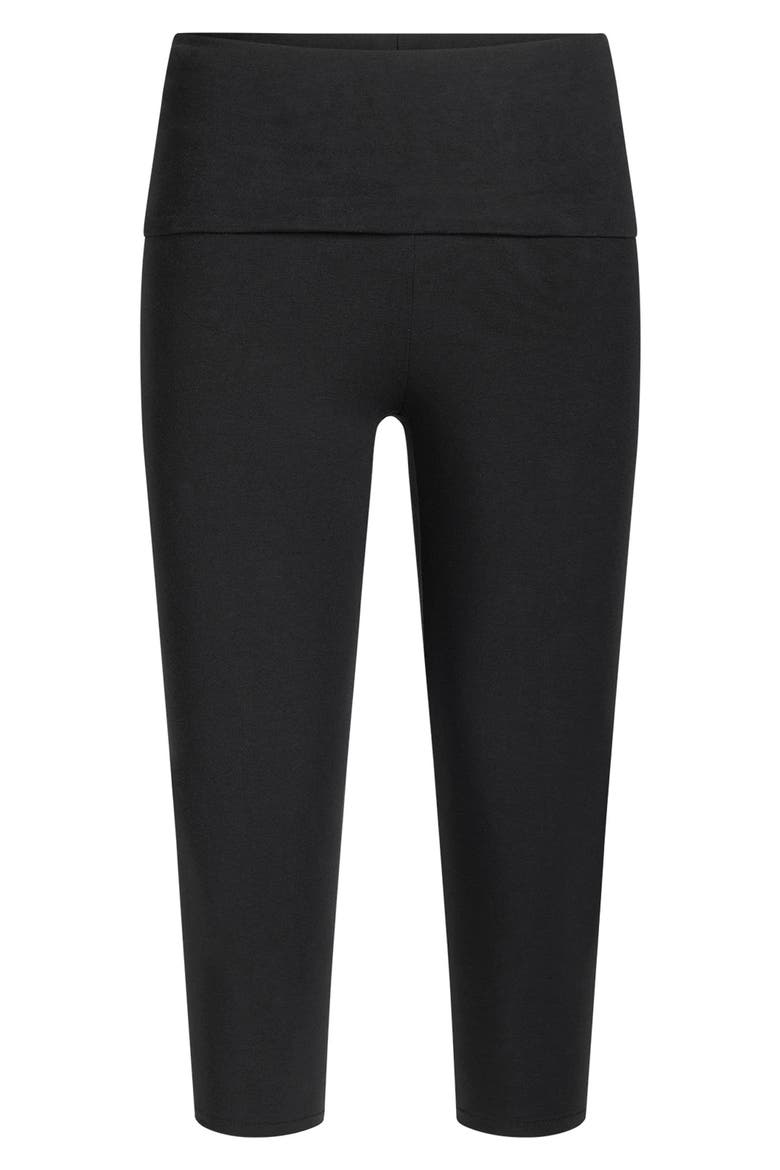 Foldover Capri Leggings, Alternate, color, SOOT