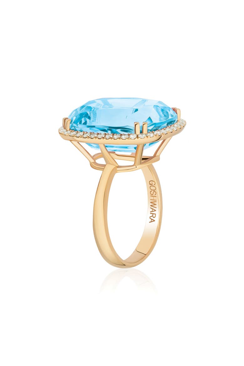 Gossip Cushion Cut Blue Topaz & Diamond Cocktail Ring, Alternate, color, PALE BLUE