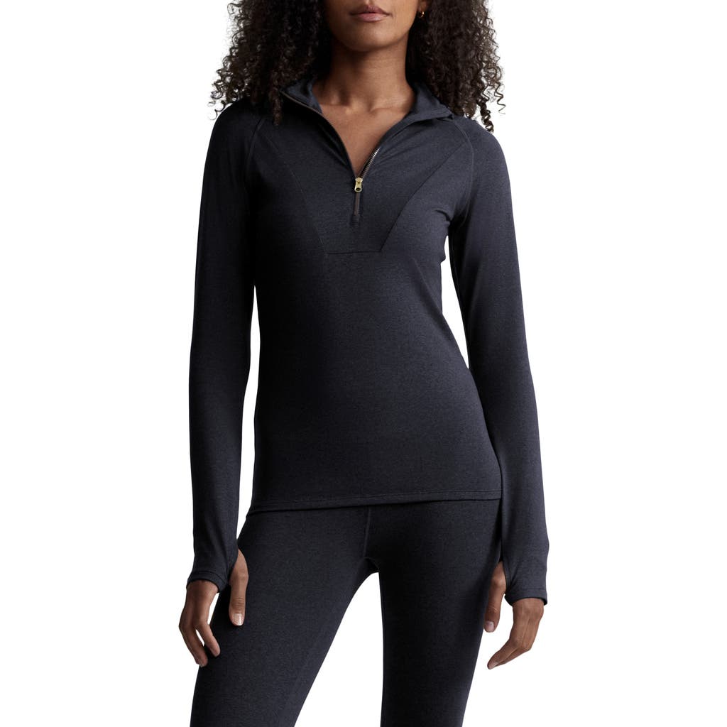 Varley Always Warm Base Layer Half Zip Top In Black Marl