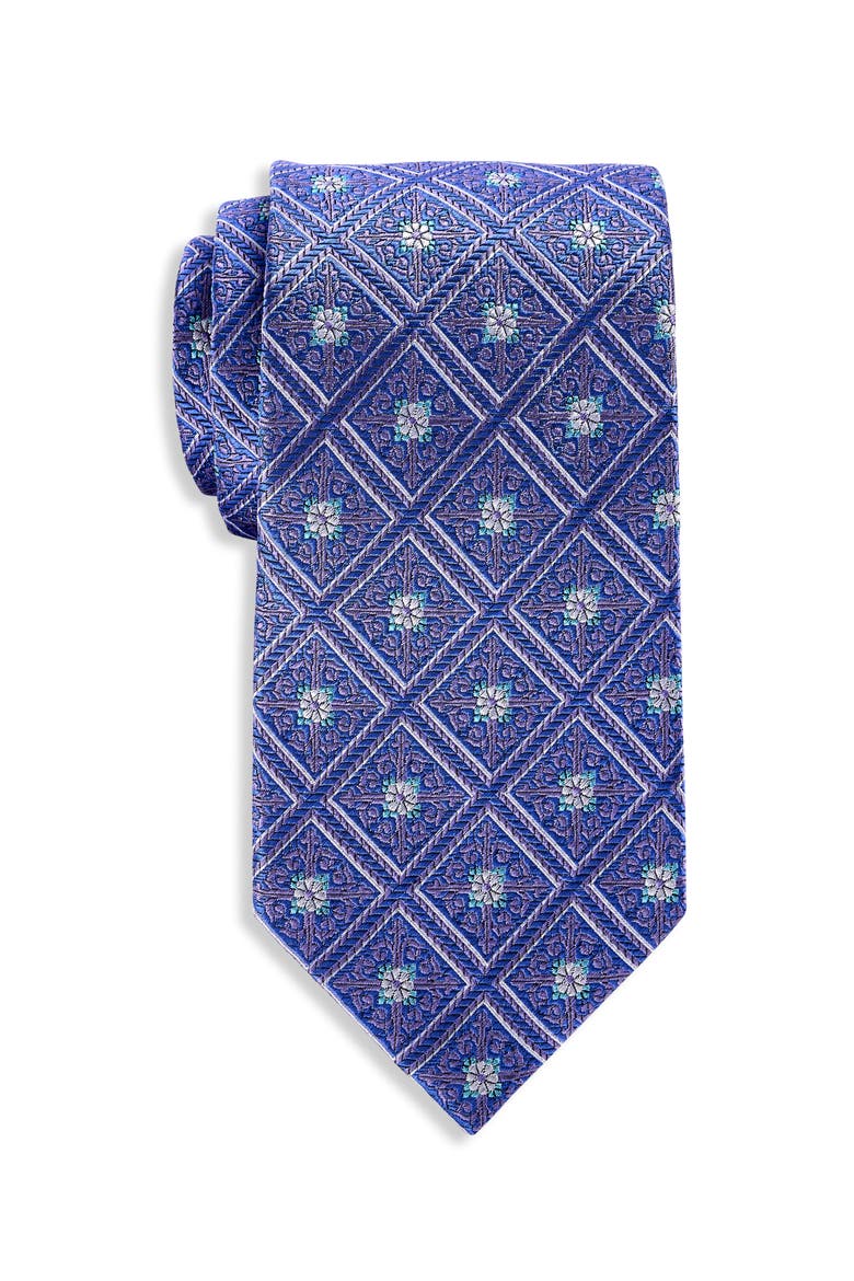 Big & Tall Medallion Silk Tie, Main, color, BLUE
