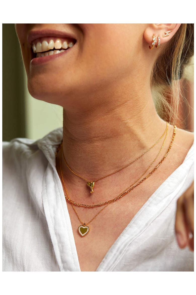 Cubic Zirconia Heart Pendant Necklace, Alternate, color, GOLD
