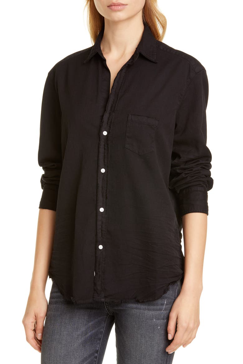 Eileen Relaxed Button-Up Shirt, Alternate, color, WASHED BLACK DENIM