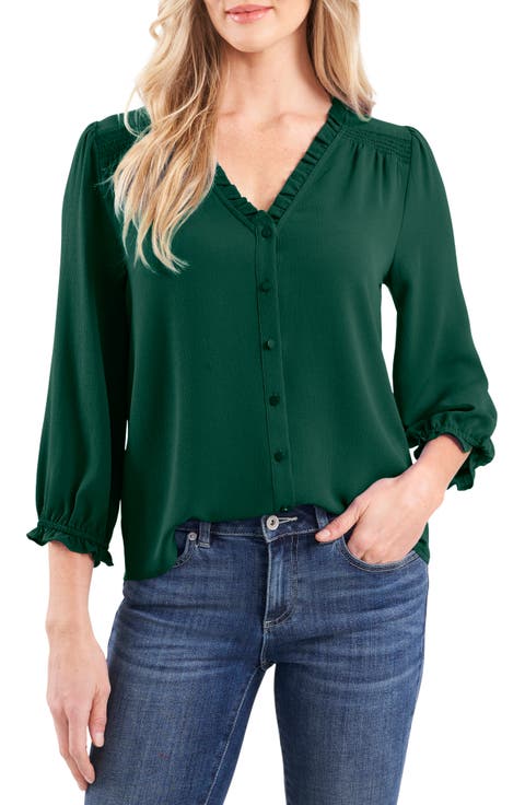 Ruffle V-Neck Blouse