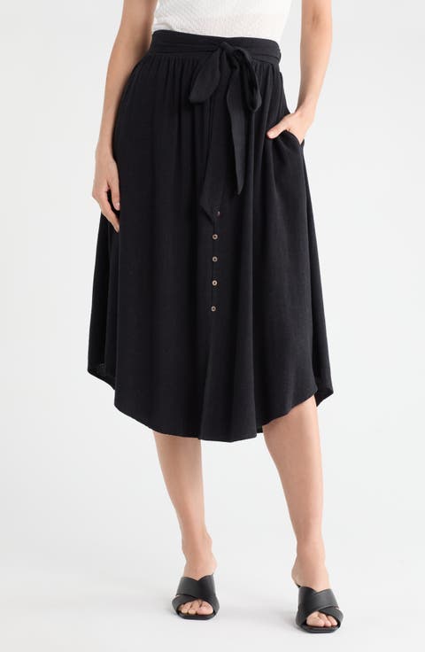 Tie Waist Midi Skirt