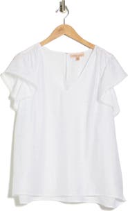 PHILOSOPHY REPUBLIC CLOTHING V-Neck Flutter Sleeve Top