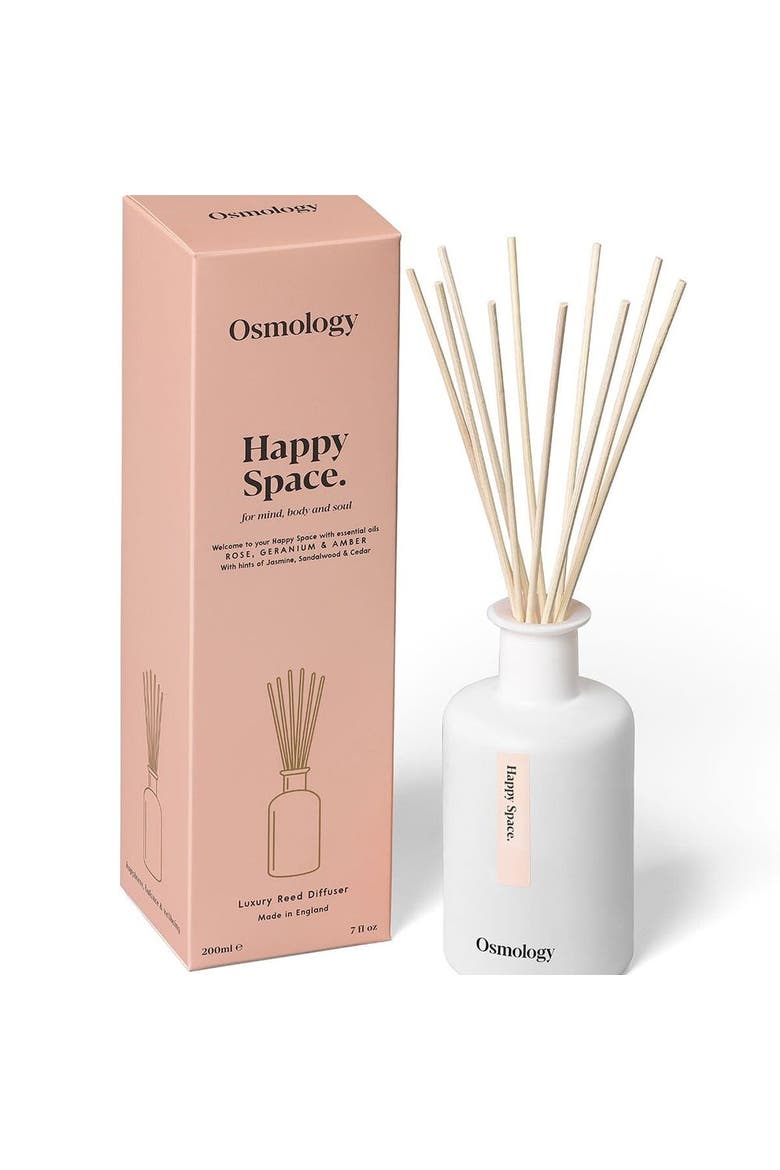 Happy Space Reed Diffuser - Rose Geranium and Amber, Main, color, white