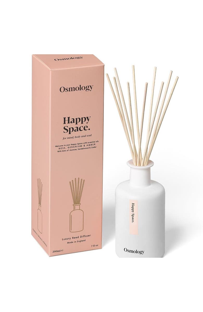 Osmology Happy Space Reed Diffuser - Rose Geranium and Amber, Main, color, White