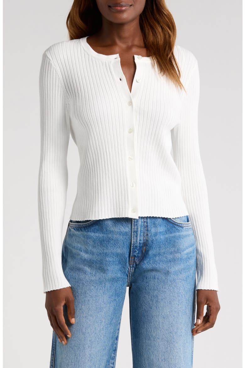 Rib Crop Cardigan, Main, color, NEW IVORY