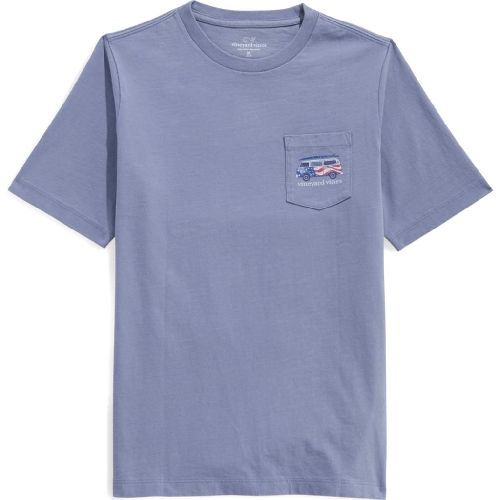 Vineyard Vines Kids' Usa Surfboard Cotton Graphic Pocket T-shirt In Blue