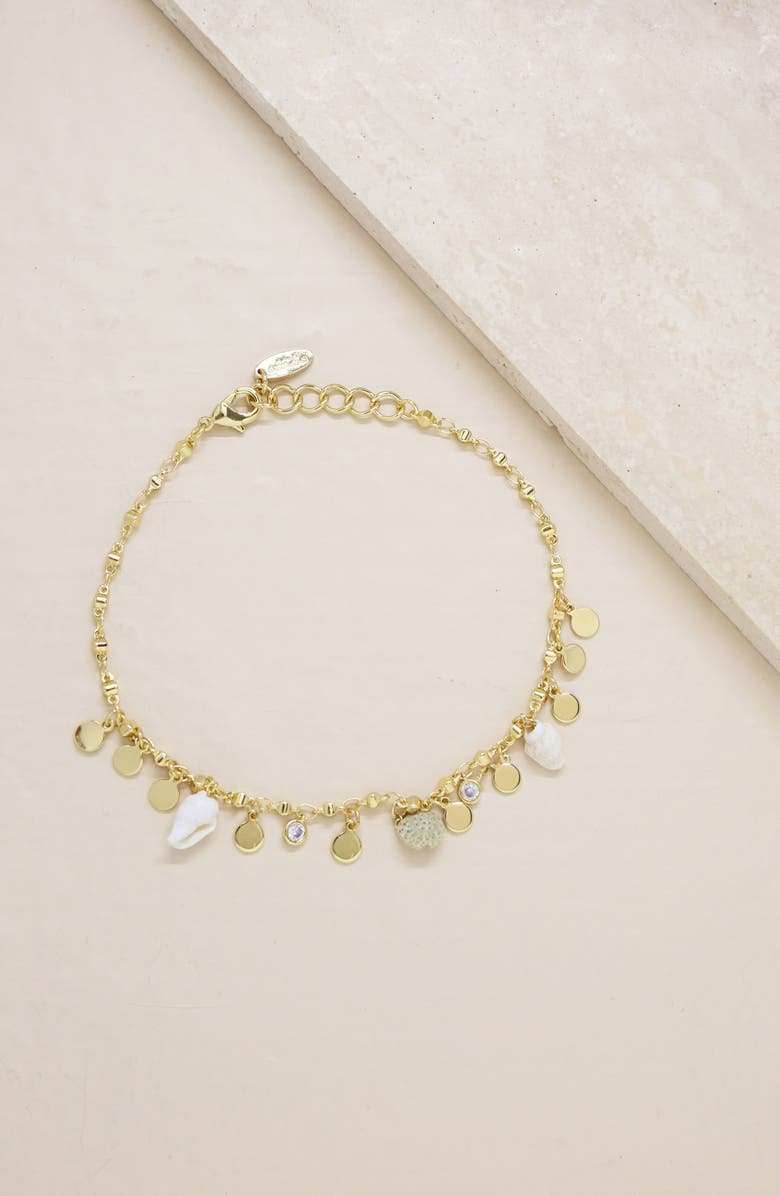 Ettika Shell Anklet, Alternate, color, Gold