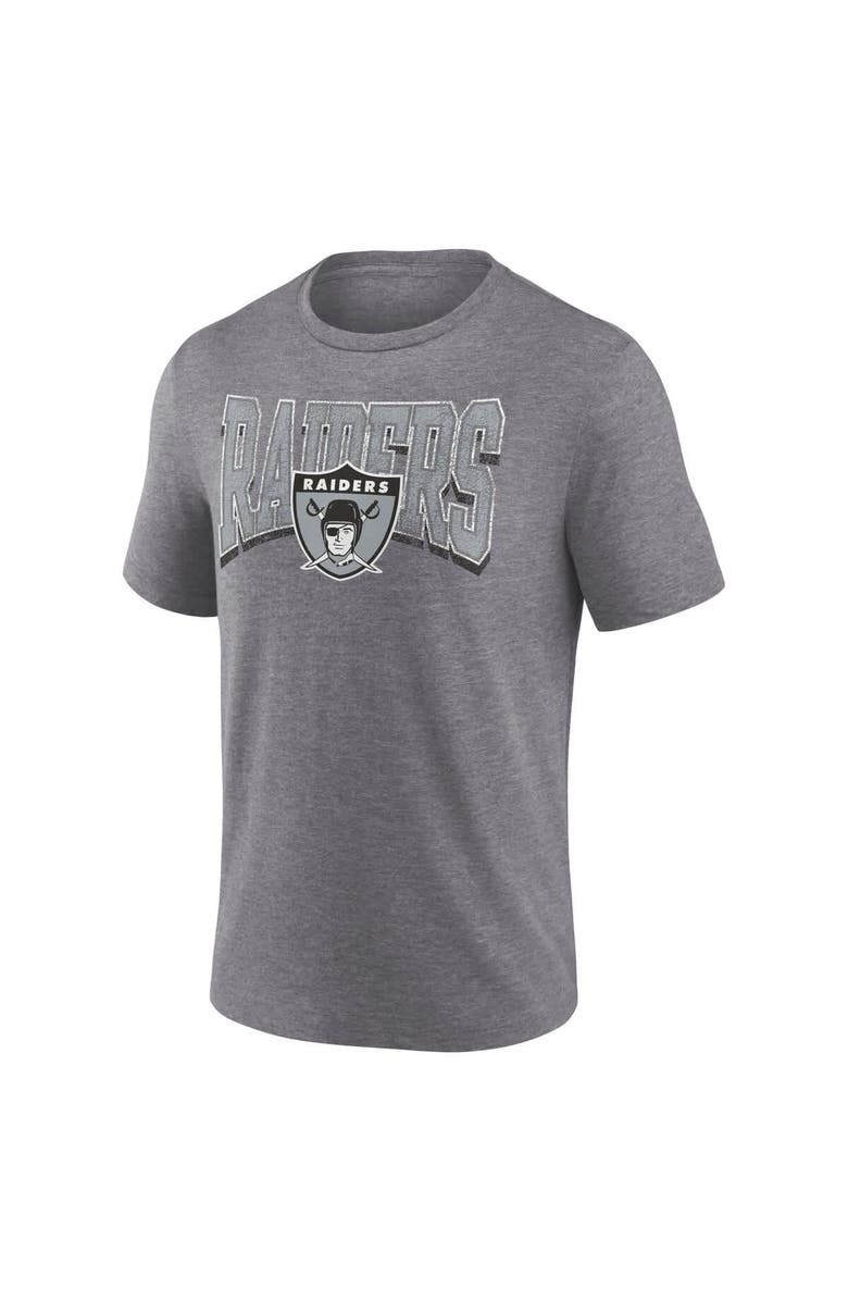 FANATICS Men's Fanatics Heather Gray Las Vegas Raiders Warped Block Tri-Blend T-Shirt, Alternate, color, Heather Gray
