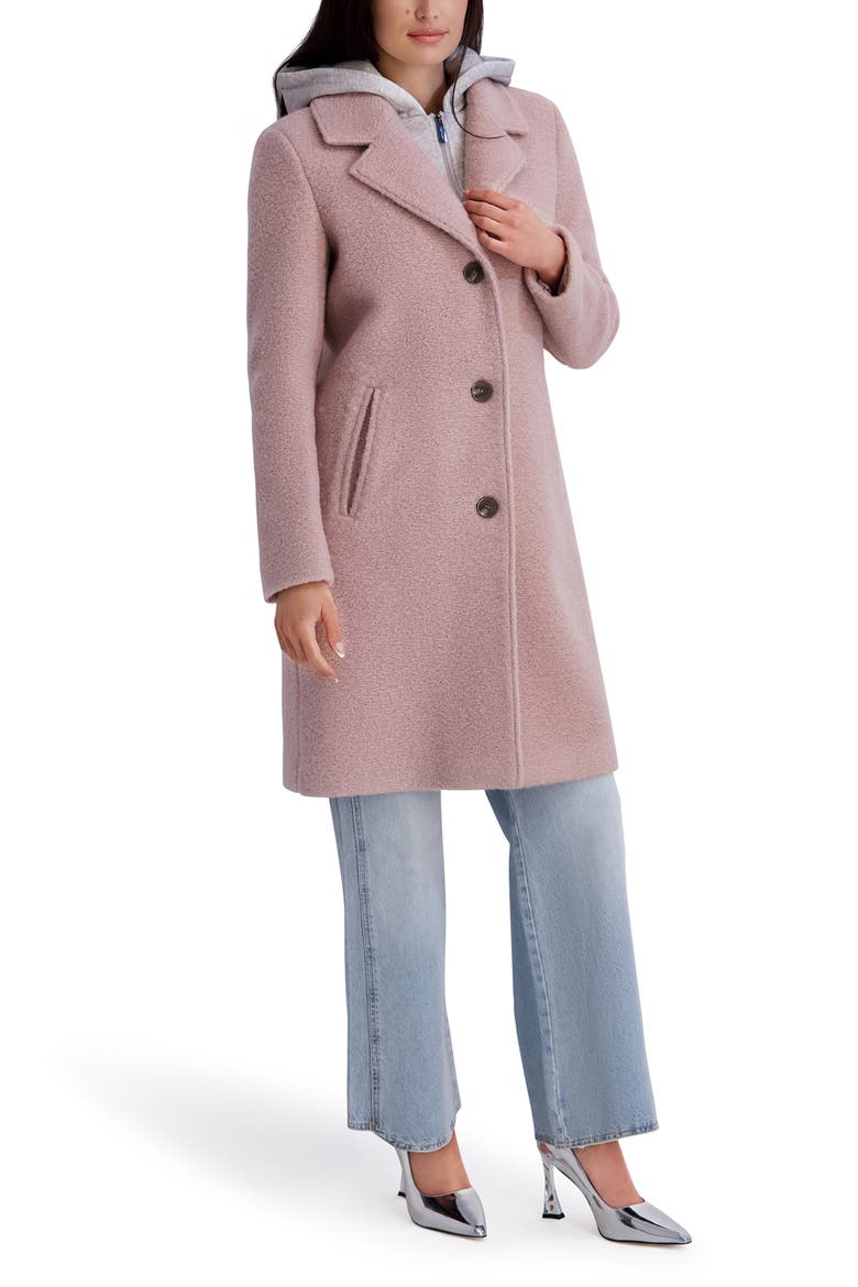 Textured Coat with Removable Hoodie Bib, Alternate, color, PINK