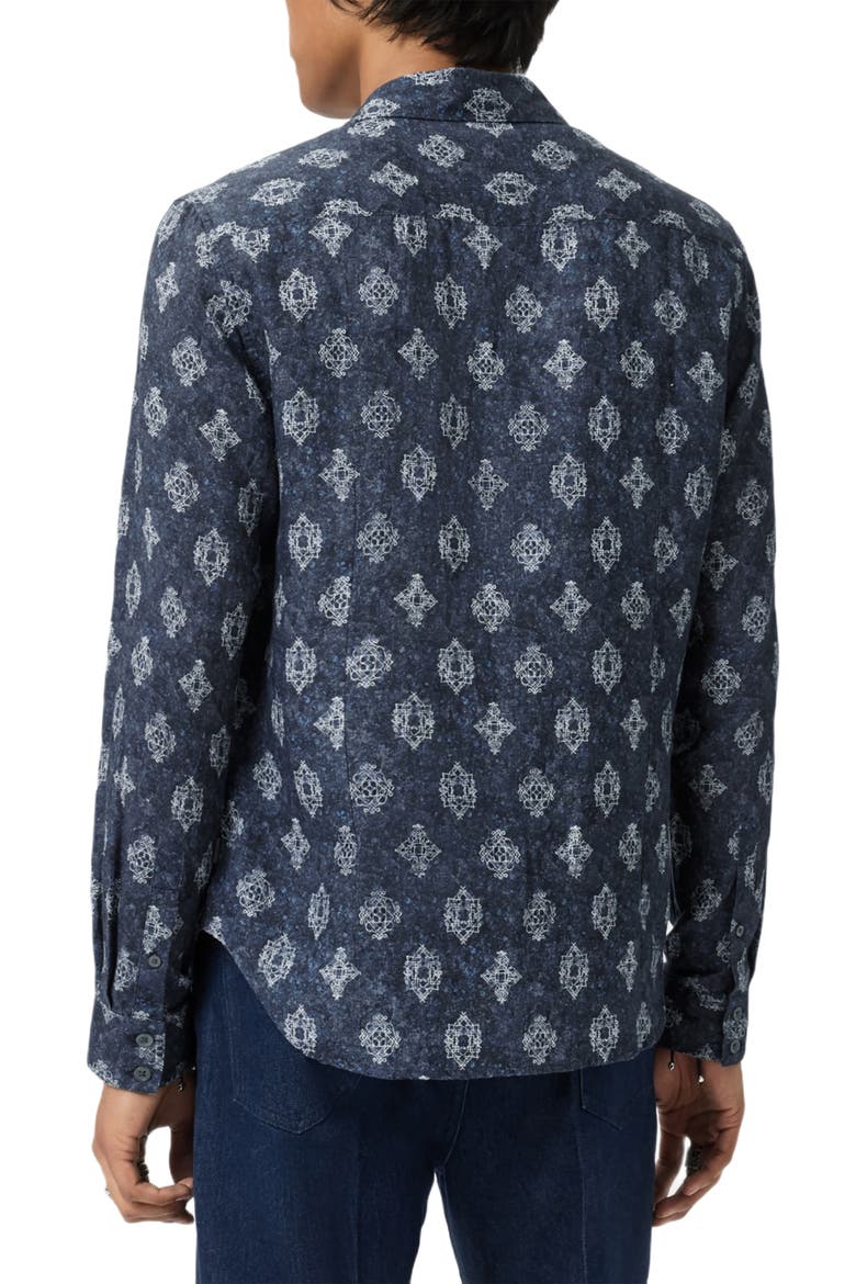 Ross Long Sleeve Linen Button-Up Shirt, Alternate, color, TITANIUM BLUE