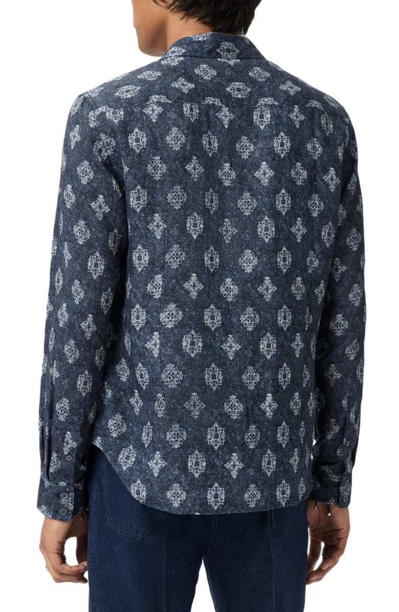 John Varvatos Ross Long Sleeve Linen Button-Up Shirt, Alternate, color, Titanium Blue