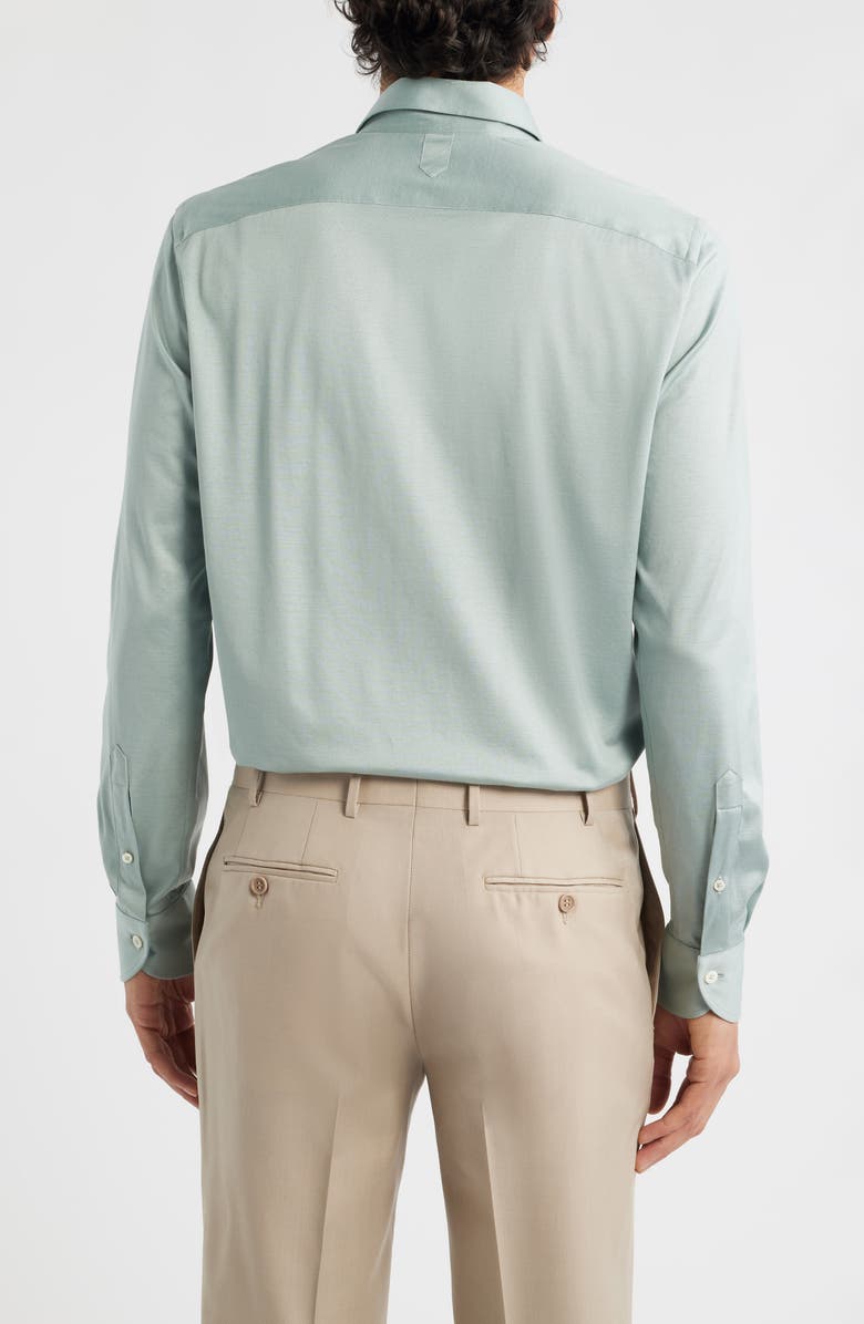 Canali Regular Fit Cotton Jersey Dress Shirt, Alternate, color, Green