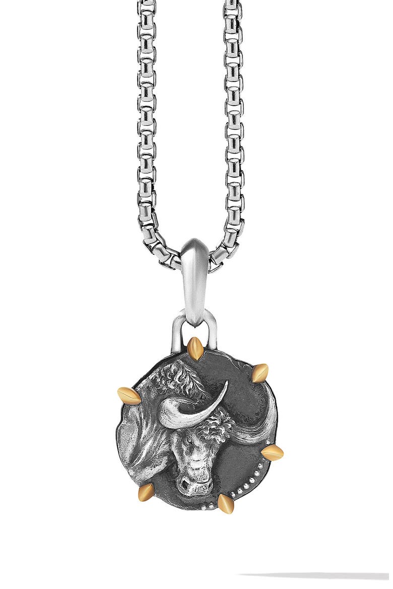Zodiac Amulet Pendant, Main, color, SILVER-TAURUS