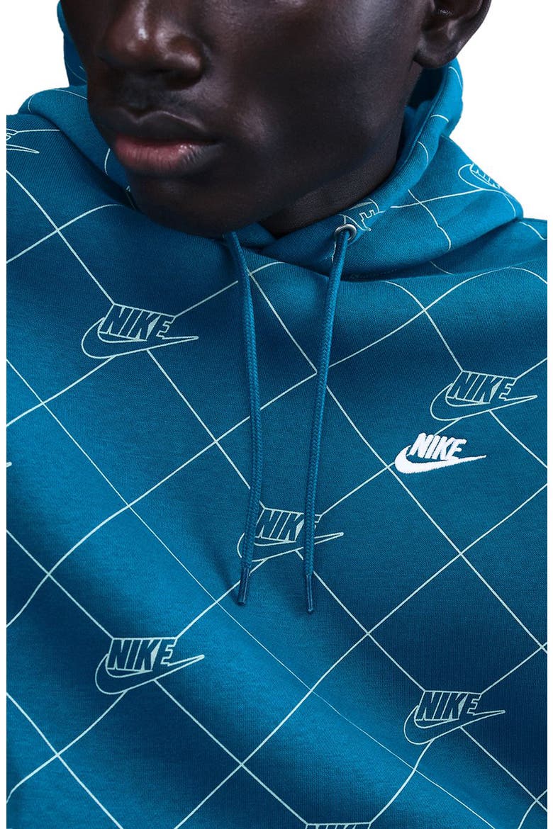 Club Fleece Graphic Hoodie, Alternate, color, GREEN ABYSS/ ABYSS/ WHITE