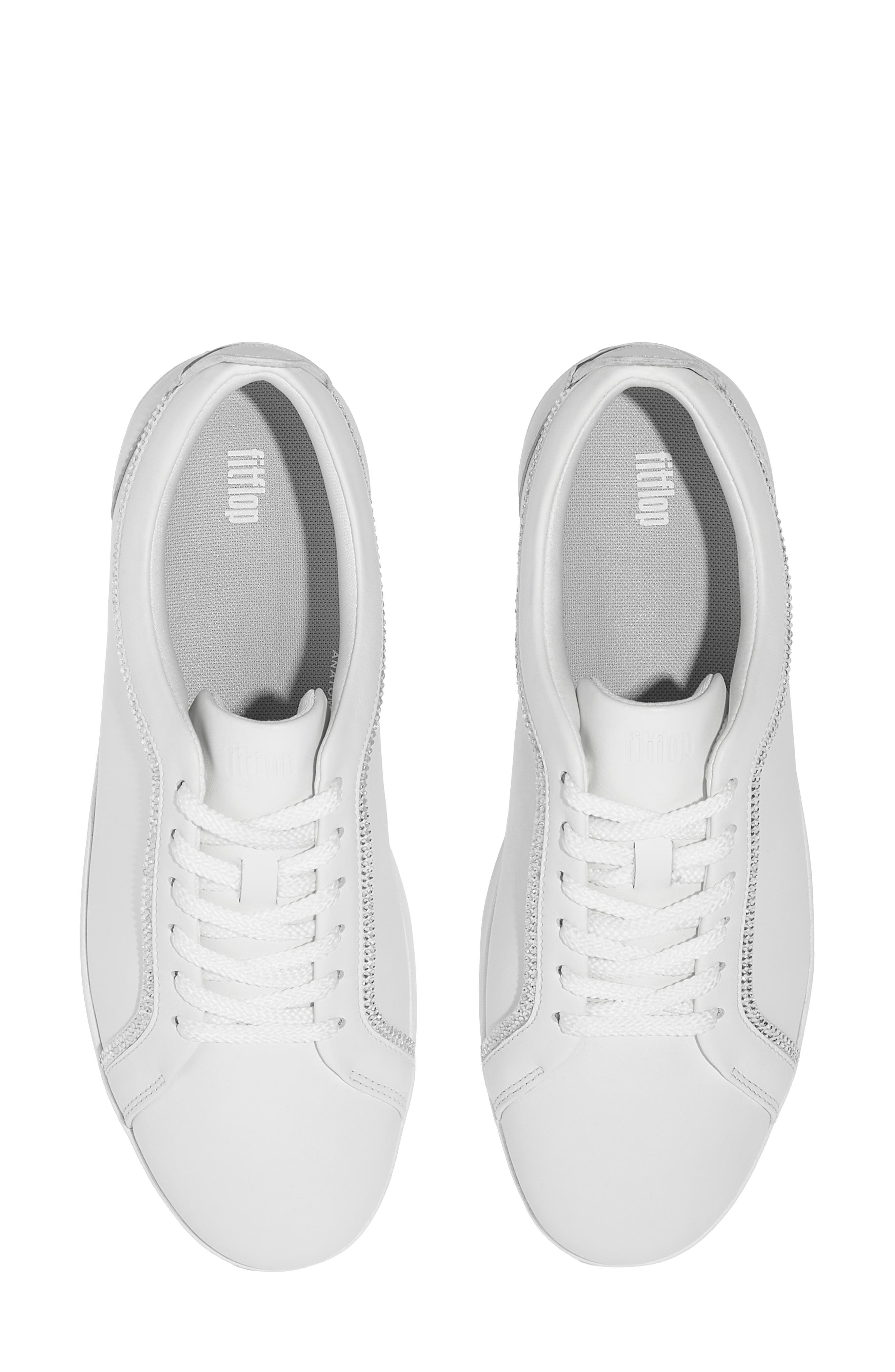 Rally Crystal Trim Leather Sneaker, Alternate, color, URBAN WHITE
