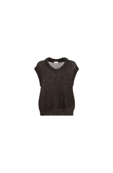 Sparkling mohair sweater vest with monili