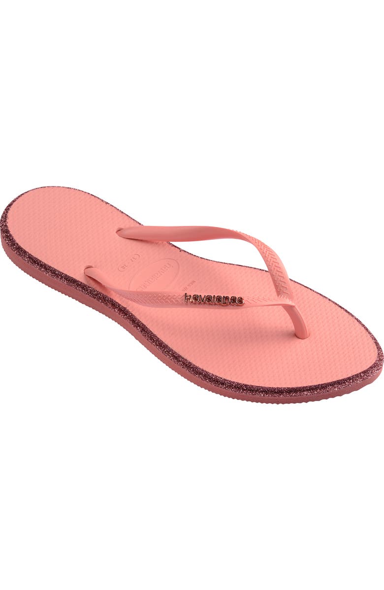 Havaianas Slim Point Glitter Flip Flop, Main, color, Canyon Clay/ Blossom