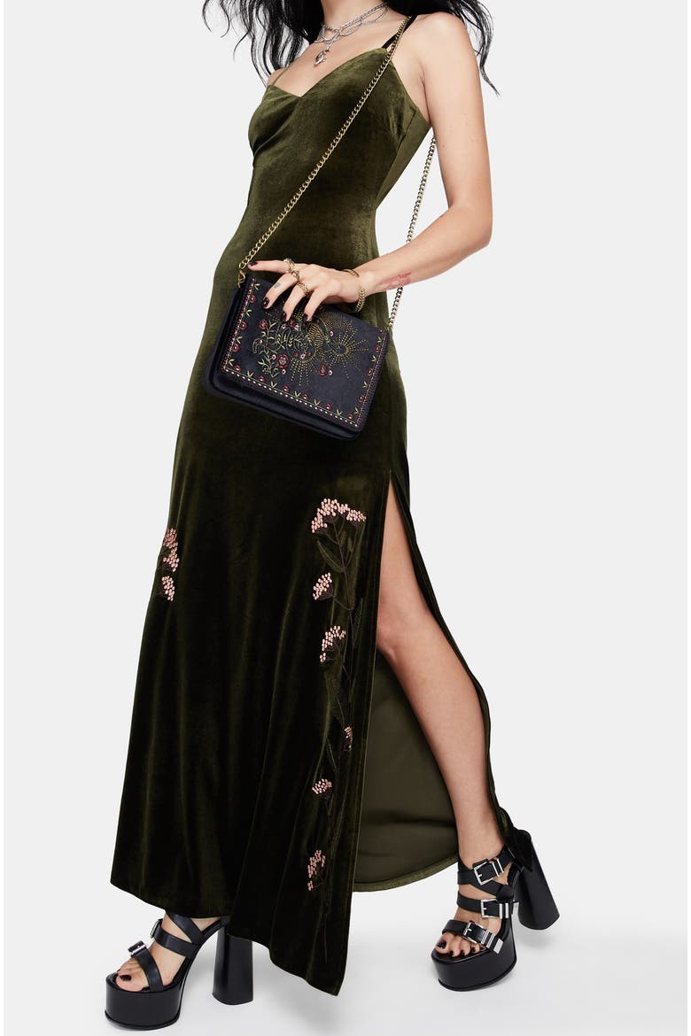 Sleeveless Maxi Slip Gown, Alternate, color, Green