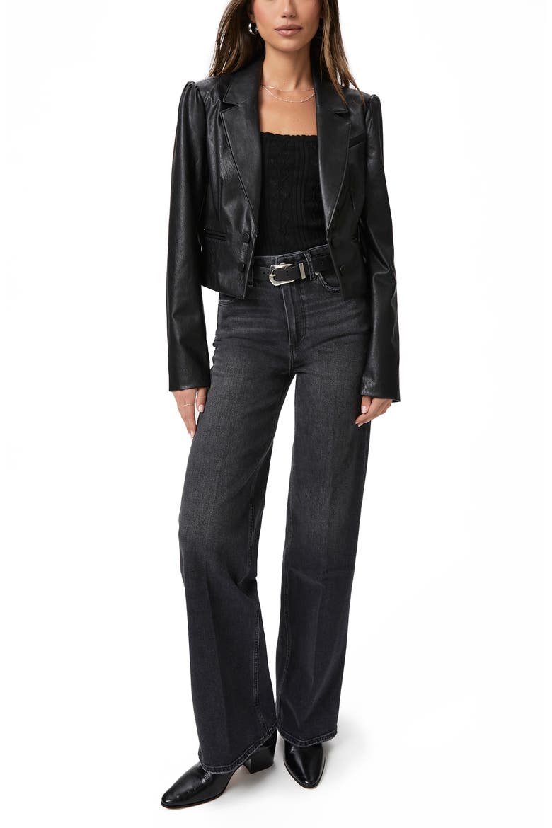 Argentina Faux Leather Blazer, Alternate, color, BLACK
