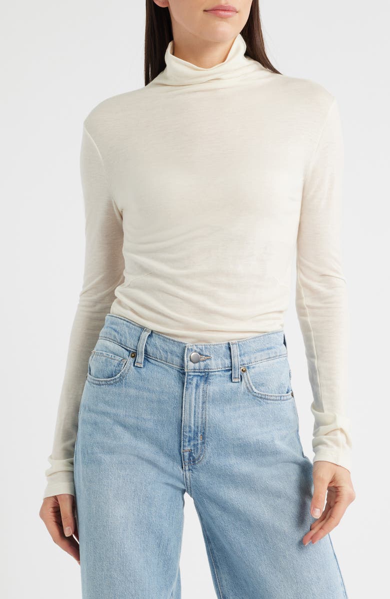 BOSS Elavu Turtleneck Top, Main, color, Soft Cream