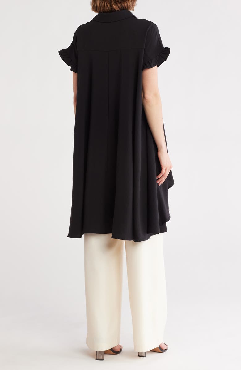 PATRIZIA LUCA Ruffle High-Low Button-Up Shirt, Alternate, color, Black