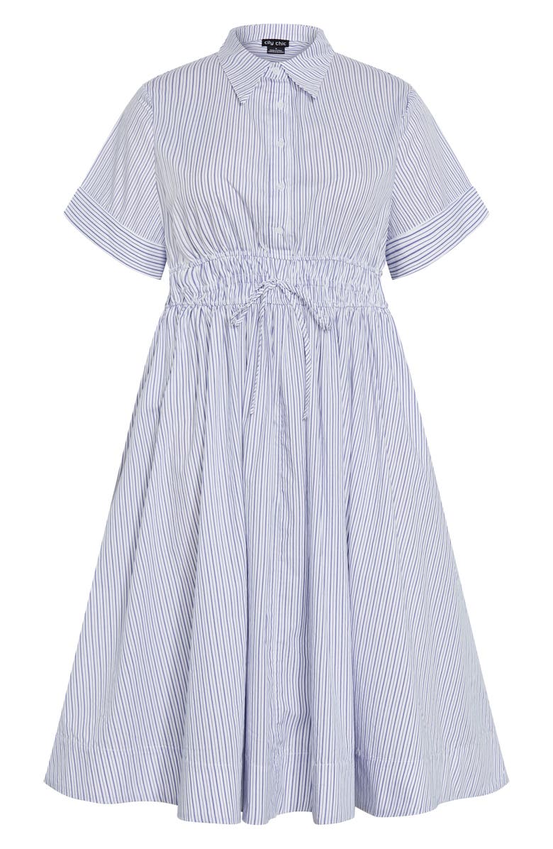 City Chic Lana Stripe Short Sleeve Cotton Shirtdress, Alternate, color,