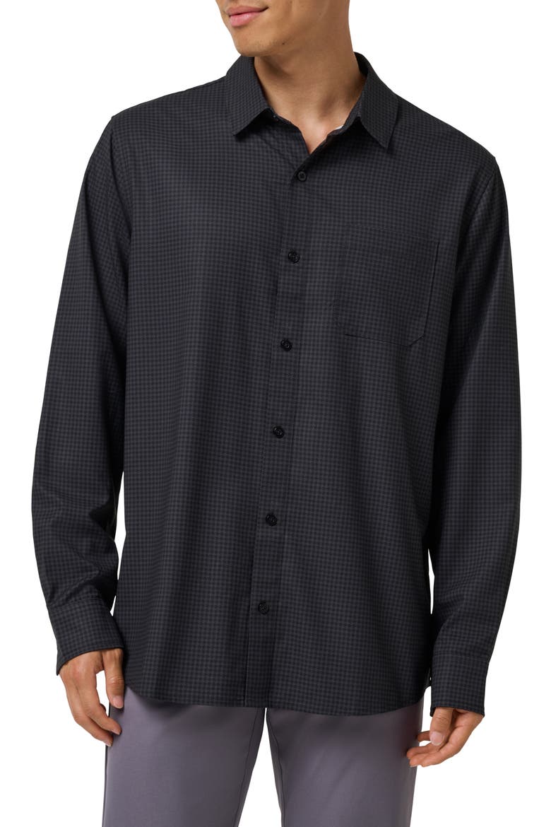 Techwoven Long Sleeve Button-Up Shirt, Main, color, BLACK